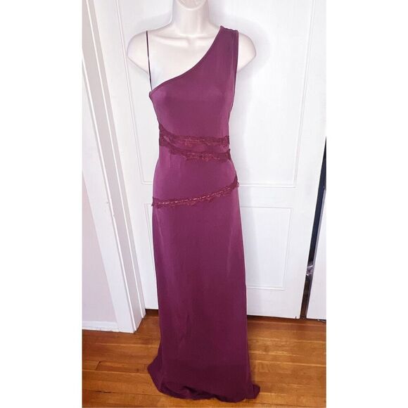 Princess Polly Ultraviolet One Shoulder Lace Maxi Dress Wine Size 12 Nwot - Picture 2 of 9